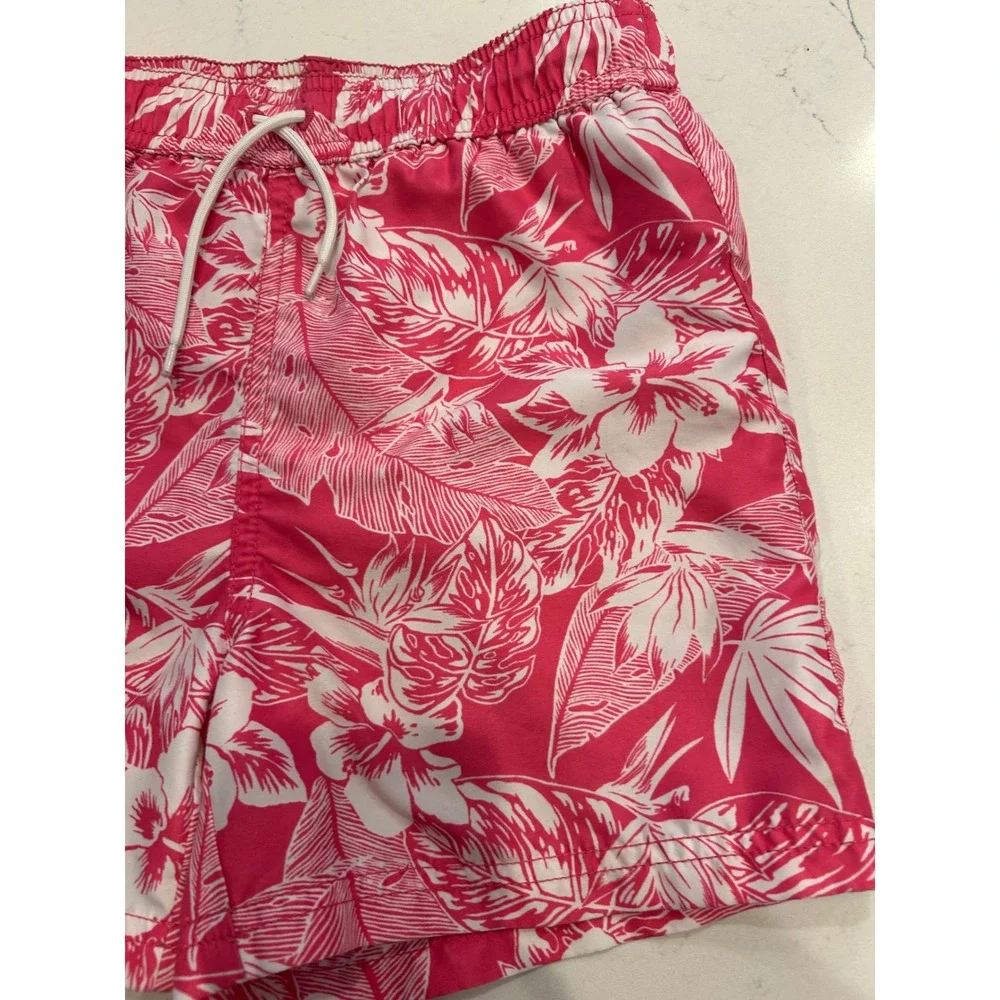Janie‎ and Jack Swim Trunks Pink Tropical Hibiscus Floral Boys Swimwear bin c